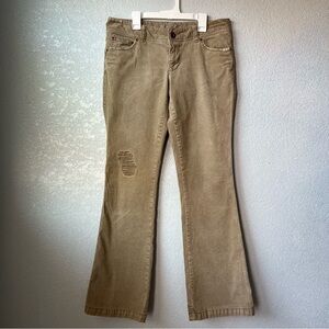Y2k American Eagle Corduroy Stretch Wide Flare Leg Distressed Pants Womens 8